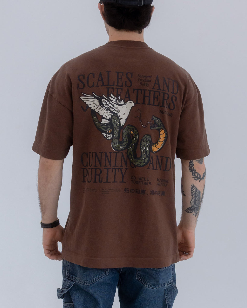 Dove And Serpent Heavy T-Shirt – Brown