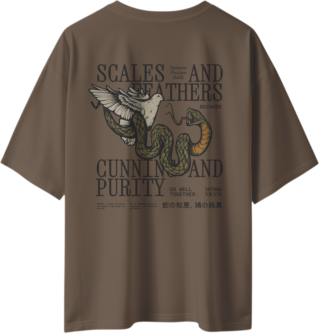 Dove And Serpent Heavy T-Shirt – Brown